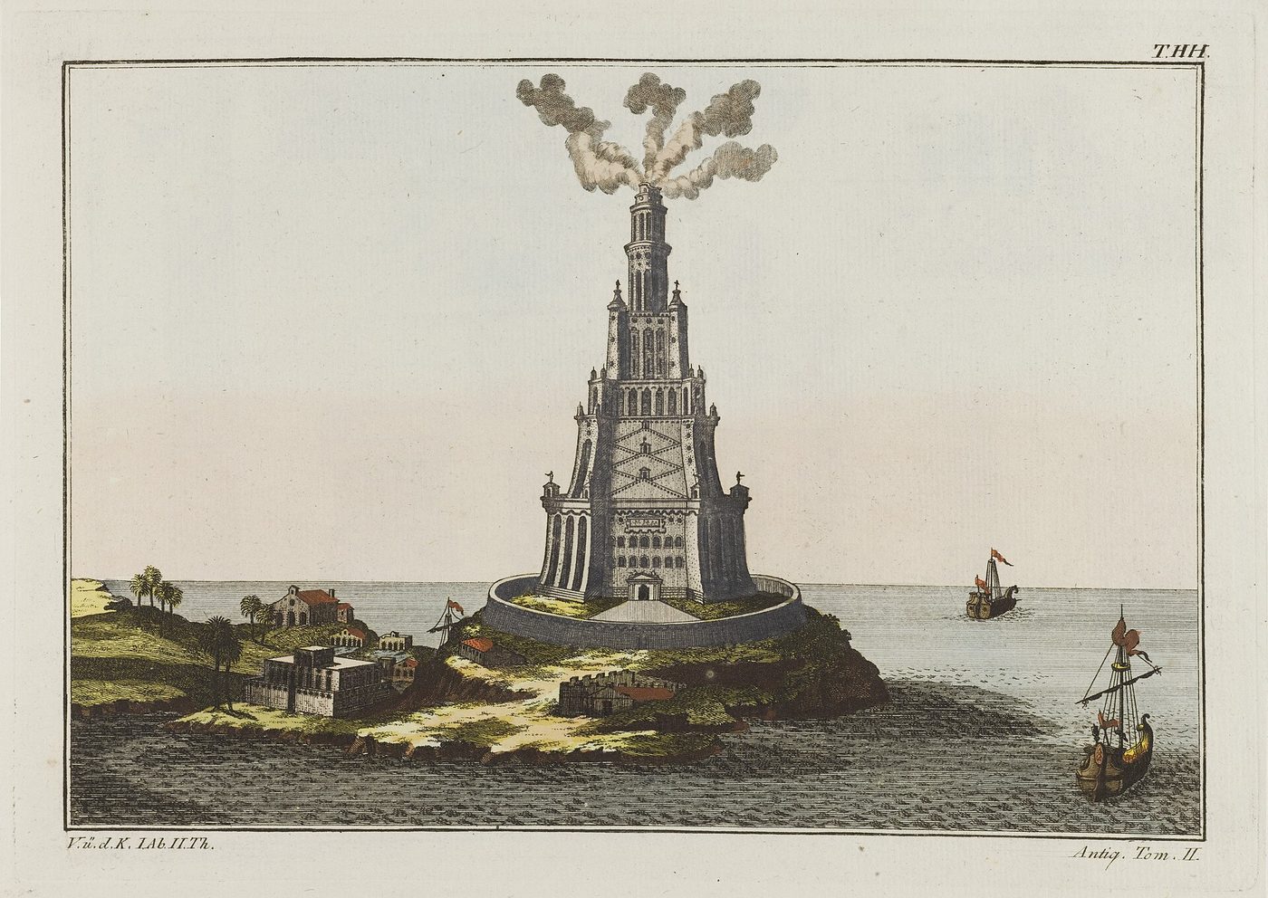 The pharos of Alexandria. Coloured engraving, ca. 1804-1811. Wellcome L0047776